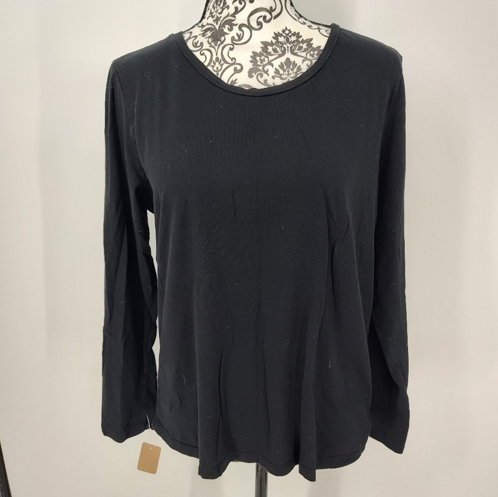 GAP The Essential Crew Black 3/4 Sleeve Tee Shirt Womens Size Large
